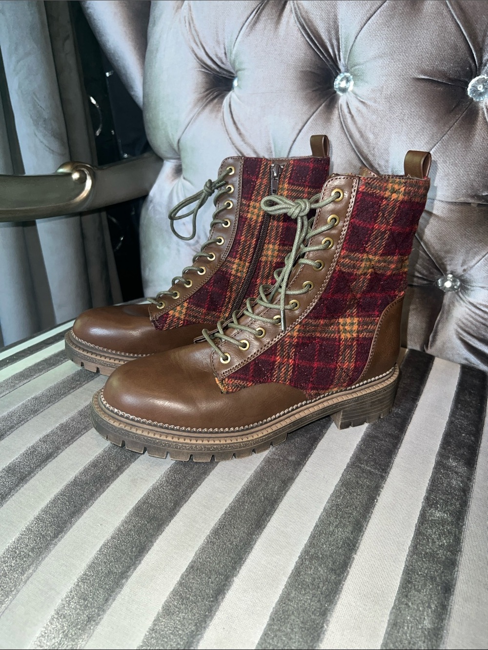 ✨ Rock Candy Plaid Combat Boots - Size 7 - Excellent Condition ✨